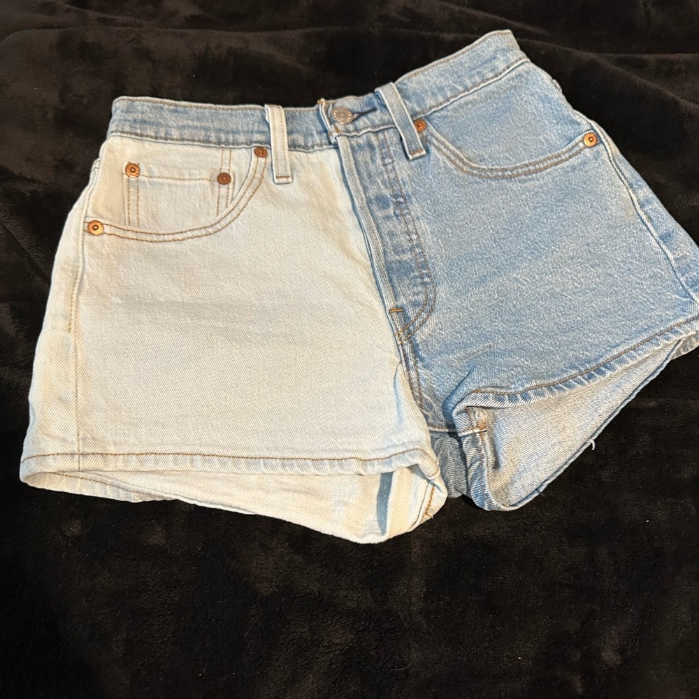 Signature by Levi Strauss Light Blue and Cream Jean Shorts
